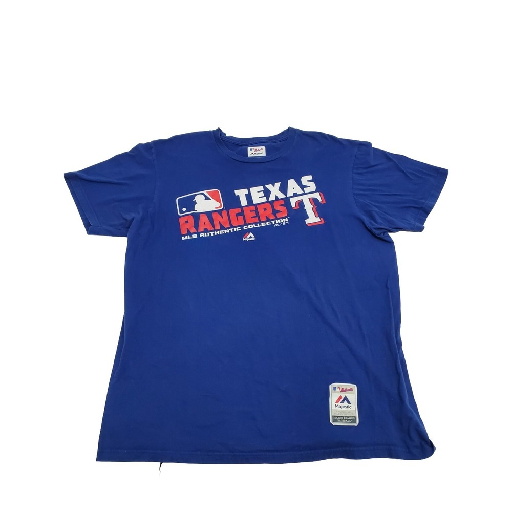 Majestic Texas Rangers MLB Authentic Collection Blue T-Shirt XL Triple Peak